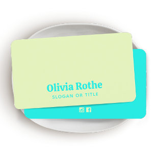 Simple Modern Lime Green Turquoise Business Card