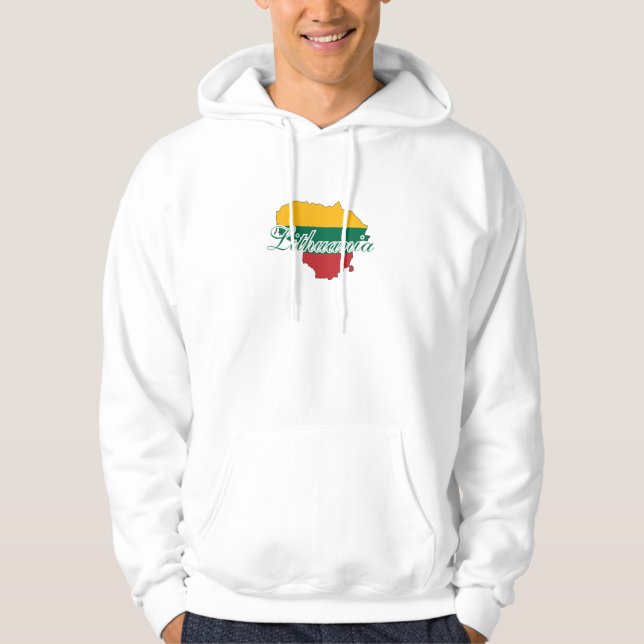 Simple Modern Lithuania  Lithuanian map Flag  Hoodie (Front)