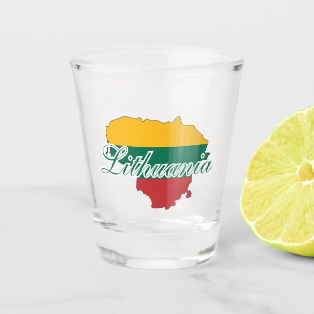 Simple Modern Lithuania  Lithuanian map Flag Shot Glass (Front)