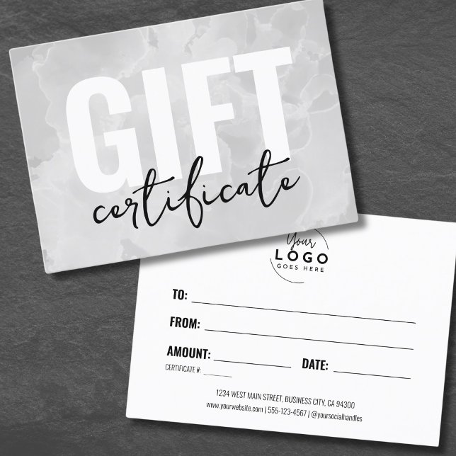 Simple Modern Logo Business Gift Certificate (Watercolor Your Logo Business Gift Certificate)