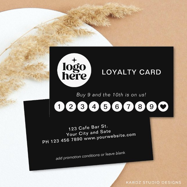 Simple Modern Logo Business Loyalty Card (Front and back of 3.5 x 2 inches. Choose size, corner and paper style.)