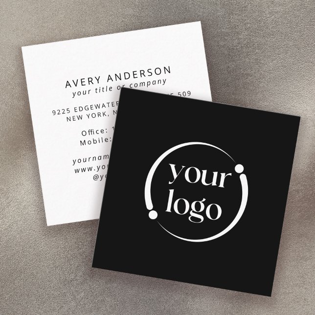 Simple Modern Logo on Black Square Business Card (Creator Uploaded)