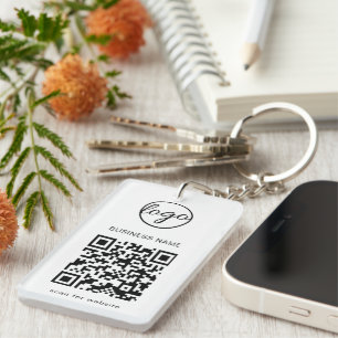 Simple Modern Logo QR Code Business Key Ring