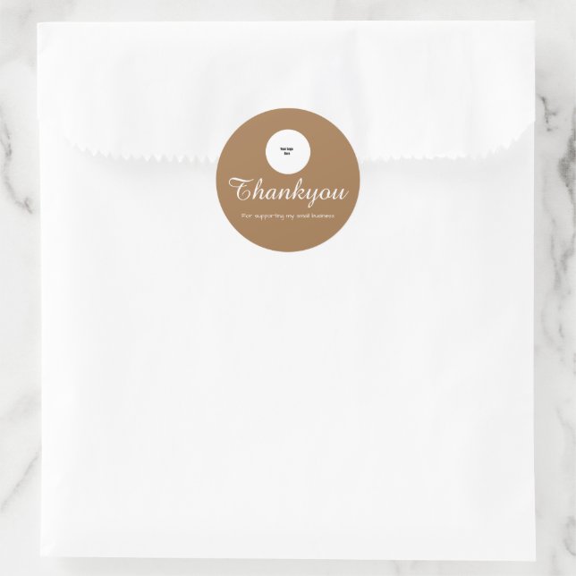 Simple Modern Logo Script Order Thankyou Classic Round Sticker (Bag)