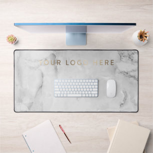  Simple Modern Logo White Marble Office Desk Mat