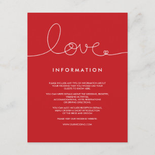 Simple Modern Loopy Love Heart Wedding Insert Card