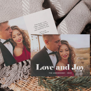 Simple Modern Love and Joy with Photo Holiday Card