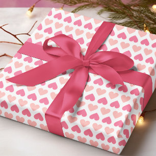 Simple Modern Love Heart Pink Peach White Wrapping Paper