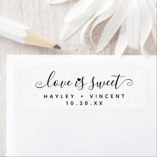 Simple Modern Love Is Sweet Script Names Wedding Return Address Label