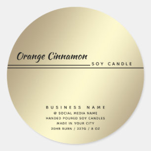 Simple modern luxury typography gold product classic round sticker
