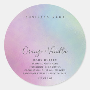 Simple modern luxury typography holographic classic round sticker