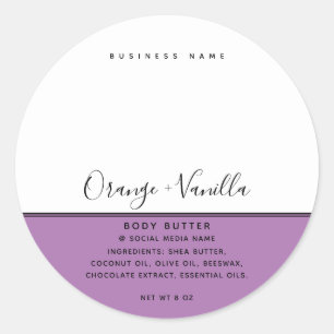 Simple modern luxury typography white product classic round sticker
