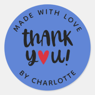 Simple Modern Made With Love Thank You  Classic Round Sticker