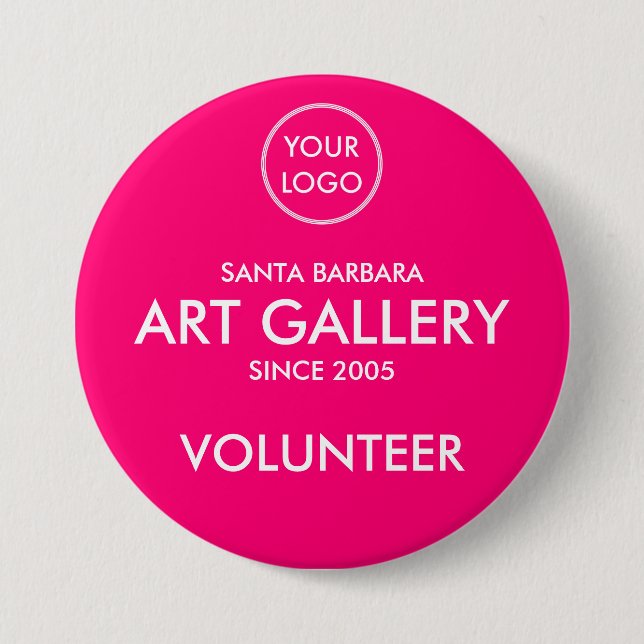 Simple Modern Magenta Add Logo Auction Volunteer 7.5 Cm Round Badge (Front)