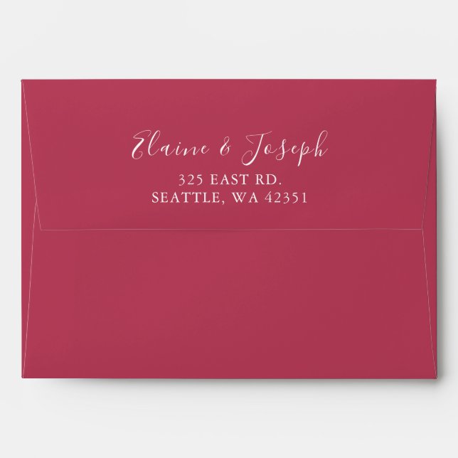Simple Modern Magenta Wedding  Envelope (Back (Top Flap))