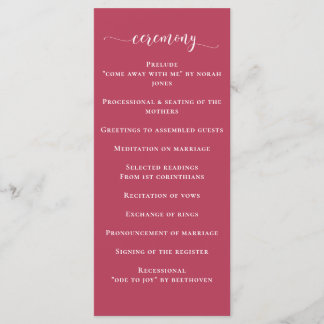 Simple Modern Magenta Wedding Program