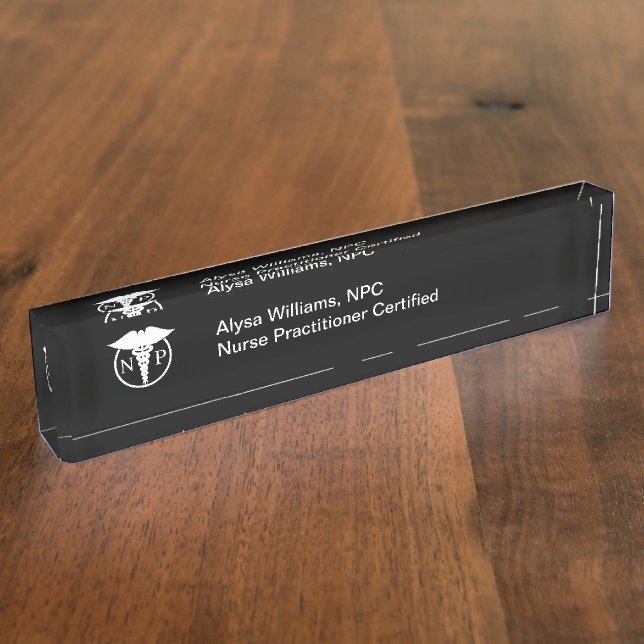 Simple Modern Medical Nurse Practitioner  Nameplate (Side)