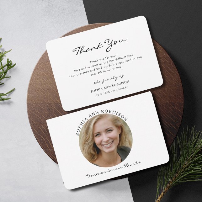 Simple Modern Memorial Photo Thank You Note Card (Creator Uploaded)