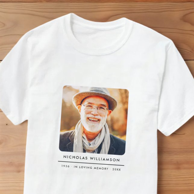 Simple Modern Memorial Remembrance Custom Photo T-Shirt (Creator Uploaded)