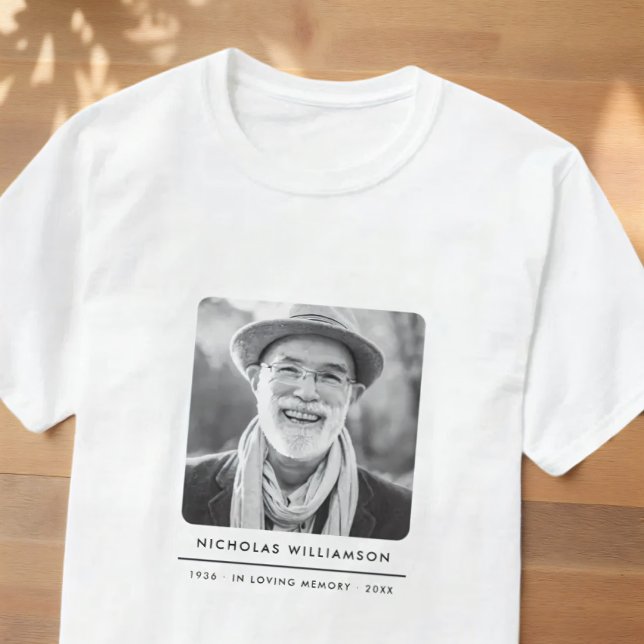Simple Modern Memorial Remembrance Custom Photo T-Shirt (Creator Uploaded)