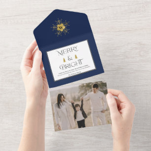 Simple Modern Merry and Bright Christmas cards