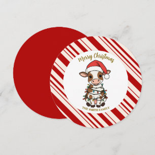 Simple modern merry christmas calf Cow OX pattern Invitation