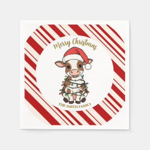 Simple modern merry christmas calf Cow OX pattern Napkin