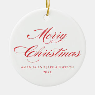 Simple Modern Merry Christmas Ceramic Ornament