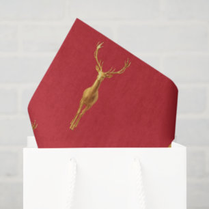 Simple modern merry christmas gold reindeer patter tissue paper