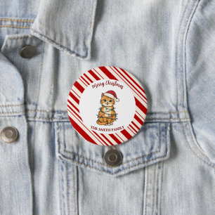 Simple modern merry christmas kitten CatMAS patter 7.5 Cm Round Badge