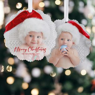 Simple Modern Merry Christmas Photo Tree Decoration Card