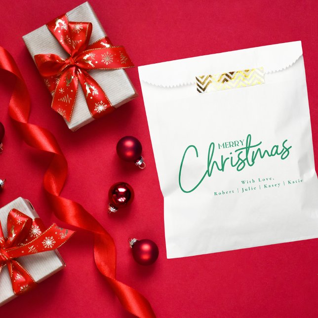 Simple Modern Merry Christmas Script Holiday Favour Bag (Creator Uploaded)