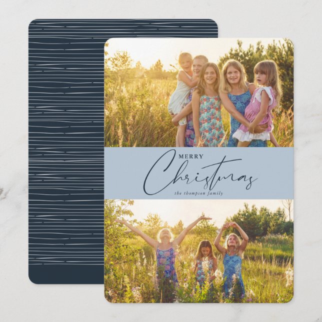Simple Modern Merry Christmas Script Photo Holiday (Front/Back)