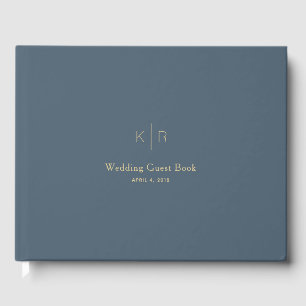 Simple Modern Midnight Blue Wedding Guest Book