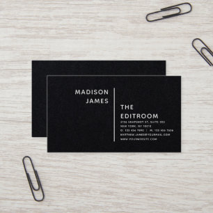 Simple Modern Minimal Black Textured White Script Business Card