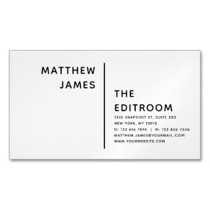 Simple Modern Minimal Black White Custom Magnetic Business Card