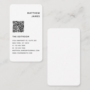 Simple Modern Minimal Black White QR Code Business Card