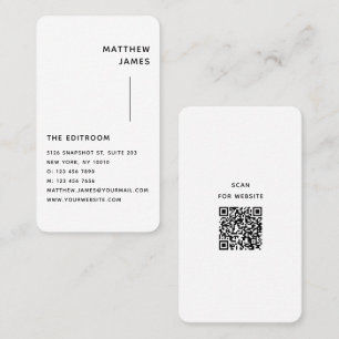 Simple Modern Minimal Black White QR Code Business Card