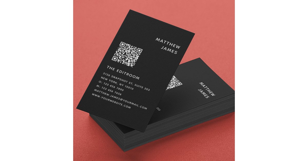 Simple Modern Minimal Black White QR Code Business Card | Zazzle