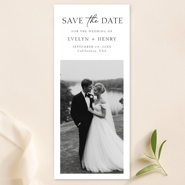 Simple Modern Minimal Bookmark Photo Wedding Save The Date (Creator Uploaded)