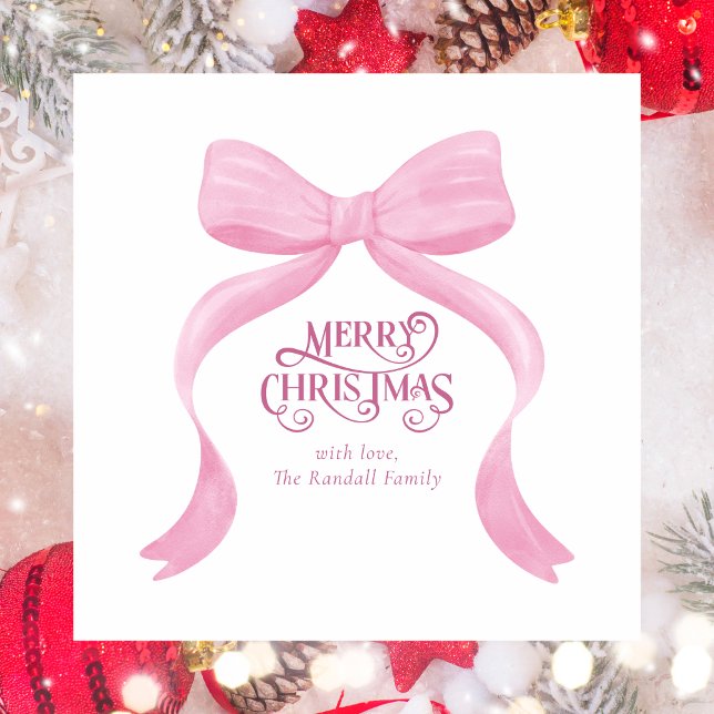 Simple Modern Minimal Christmas Bow Note Card (Creator Uploaded)