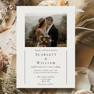 Simple Modern Minimal Classic Photo Wedding Invitation