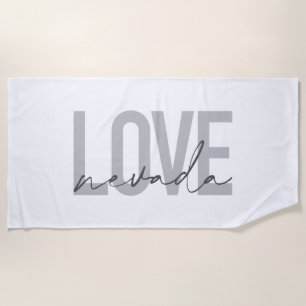 Simple, modern, minimal, cool design Love Nevada Beach Towel