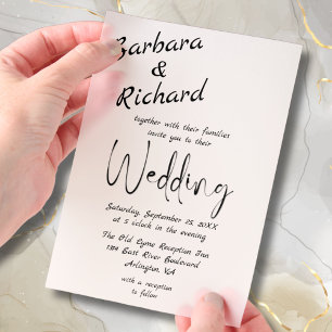 Simple Modern Minimal Cover Wedding  Vellum Invitations