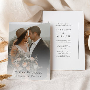 Simple Modern Minimal Elegant Photo We're Engaged Invitation