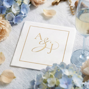 Simple Modern Minimal Elegant Two Letter Monogram Foil Napkins