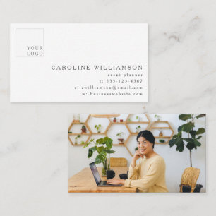 Simple Modern Minimal Event Planner Logo Photo  Business Card