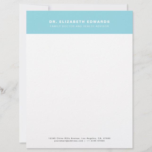 Simple Modern Minimal Family Doctor Custom Letterhead (Front)