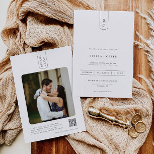 Simple Modern Minimal Geometric Arch QR Code Photo Invitation