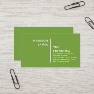 Simple Modern Minimal Green White Business Card